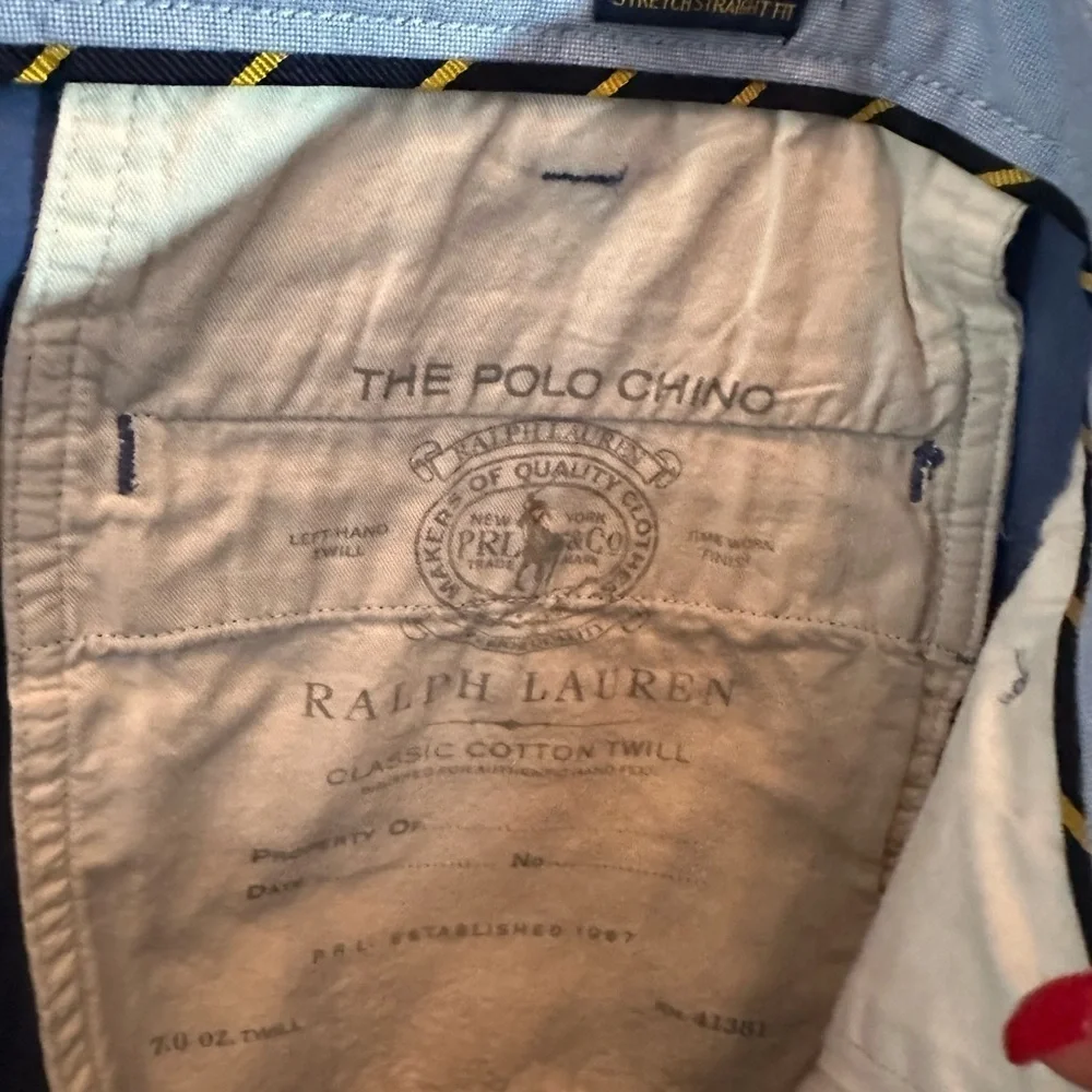 Polo Ralph Lauren Indigo Blu Polo Chino Stretch Straight Fit Mens Pants Sz 38x32